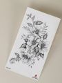1pc Black Flower & Floral Design Temporary Tattoo Sticker For Arms, Chest, Abdomen Or Back Body