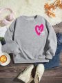 Girls' Casual Pattern Printed Long Sleeve Round Neck Sweatshirt, Suitable For Autumn And Winter