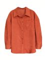 Solid Color Plus Size Long Sleeve Shirt