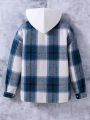 Teen Boys' Casual Street Style College Plaid Hooded Shirt