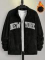 SHEIN Men Letter Embroidery Zip Up Teddy Jacket