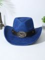 1pc Women Solid Denim Eagle Cowgirl Hand Embroidery Boho Cowboy Hat Fedora Hat For Party