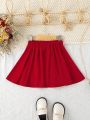 SHEIN Kids EVRYDAY Young Girl Solid Elastic Waist Skirt