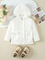 Baby Girls' Simple Comfortable Elegant Hooded Waffle Grid Coat For Autumn And Winter