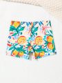 Baby Boys' Plant And Fruit Pattern Printed Swimwear Shorts