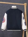 SHEIN Tween Boy 1pc Letter Graphic Thermal Lined Varsity Jacket