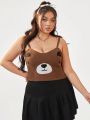 SHEIN Qutie Plus Size Women's Knitted Cute Bear Creative Top