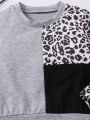 SHEIN Kids Nujoom Little Girls' Simple & Comfortable Casual Sweatshirt, Autumn And Winter