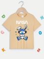 Toddler Boys' Casual Rabbit & Letter Pattern Short Sleeve Crewneck T-shirt, Summer