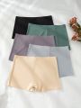 5pcs Women'S Seamless Flat Angle Pure Color Panties Set