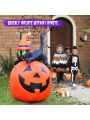 5FT Halloween Inflatable Pumpkin Yard Decoration, Lighted Blow Up Outdoor Decor, Stacked Witch’s Black Cat with Pumpkin Built-in LED Lights for Balcony Home Holiday Party Lawn Patio Outside Event Prop