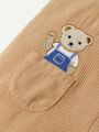 Cozy Cub Baby Boys' Overalls With Cartoon Bear Embroidery Design