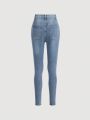 SHEIN Teenage Girls' Casual Slim Fit Mid-rise Jeans