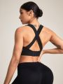 SHEIN Yoga Sxy Color-Block Back Criss-Cross Seamless High Elasticity Sports Bra