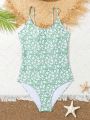 Teen Girls' One-Piece Floral Swimsuit