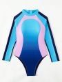 SHEIN Swim Mulvari Colorblock One-Piece Swimsuit