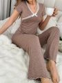 Women'S Lace Trim Pajama Set