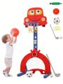 Kids Basketball Hoop Set 4 in 1 Sports Activity Center Easy Score Football Soccer Goal Ring Height Adjustable
