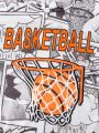 Tween Boy Basketball & Letter Printed Long Sleeve Hoodie