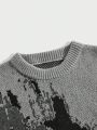 ROMWE Grunge Punk Men's Round Neck Long Sleeve Sweater