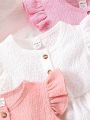 Infant Girls' 3pcs/Set Ruffle Trim Spring Summer Bodysuit