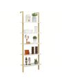 SUPERJARE Modern Ladder Shelf,  72 Inches 5-Tier Open Wall-Mounted Bookshelf with Stable Metal Frame