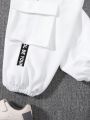 SHEIN Tween Boys' Loose Fit Athletic Knitted Cuff Long Sweatpants
