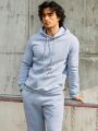 Men'S Solid Color Leisure Hoodie With Drawstring And Sweatpants Sports Suit