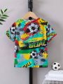 SHEIN Kids SPRTY Boys' (little) Soccer Ball & Letter Printed T-shirt