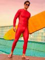Men's Solid Color Long Sleeve Tight-Fitting Swimsuit Jumpsuit