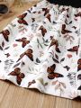 SHEIN Kids SUNSHNE Toddler Girls Butterfly & Plant Print Bow Shoulder Cami Dress