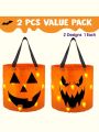 JOYIN 2 PCS Halloween Trick or Treat Bags LED Light Pumpkin Buckets Reusable Goody Bucket for Kids Halloween Birthday Party