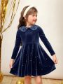 SHEIN Little Girls' Chic Elegant Solid Color Dress