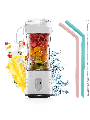 Portable Blender 380ml/13Oz for Shakes and Smoothies,Type-C USB Rechargeable Personal Blender with 6 3D Blades for Strong Blending Power,  with Cleaning Brush/Straws for Travel, Office and Sports(WHITE)