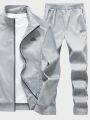 Manfinity Men'S Zipper Front Jacket And Pants Set