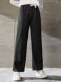 Sporty & Outdoor & Casual & Fashionable Loose Black Trousers For Teenage Girls
