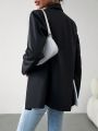 Women'S Solid Color Cape Collar Double Breasted Blazer Jacket