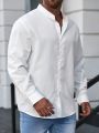 Men'S Plus-Size Solid Color Long Sleeve Shirt