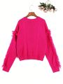 Teen Girl Fringe Trim Cable Knit Sweater