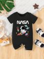 Fashionable Casual Cute Astronaut Letter Pattern Romper For Baby Boys