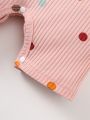 SHEIN Comfortable Polka Dot Print Baby Girl Summer Romper Shorts