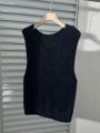 Plus Size Solid Color Knitted Sweater Vest