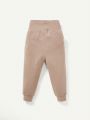 Cozy Cub 3pcs/set Infant Boys' Solid Color High-waisted Belly Protection Skinny Pants Set