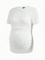 SHEIN 3pcs Maternity Round Neck Short Sleeve Nursing T-Shirt