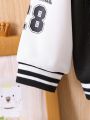Baby Girls' Letter Embroidered Patch Raglan Sleeve Baseball Jacket
