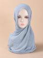 Small Size Rhinestone Sparkling Pearl Scarf For Casual And Elegant Hijab Styles, White