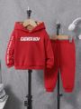 SHEIN Baby Boy Slogan Graphic Thermal Lined Hoodie & Sweatpants