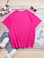 Teen Girls' Casual Cartoon Pattern Short Sleeve T-shirt Suitable For Summer