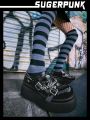 Sugerpunk Rock Style Silver Chain Gothic Fashion Thick Sole Shoes
