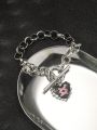 Goth 1pc Hip Hop Style Link Chain Heart Pendant Bracelet